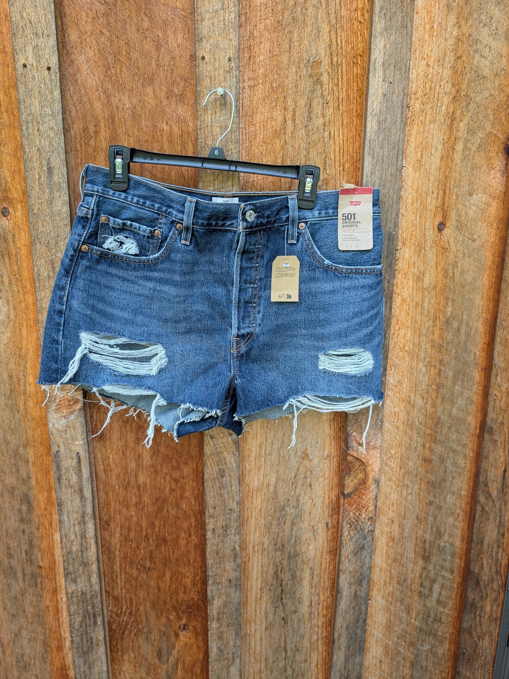 Levi's Distressed Denim Jean Shorts - Blue